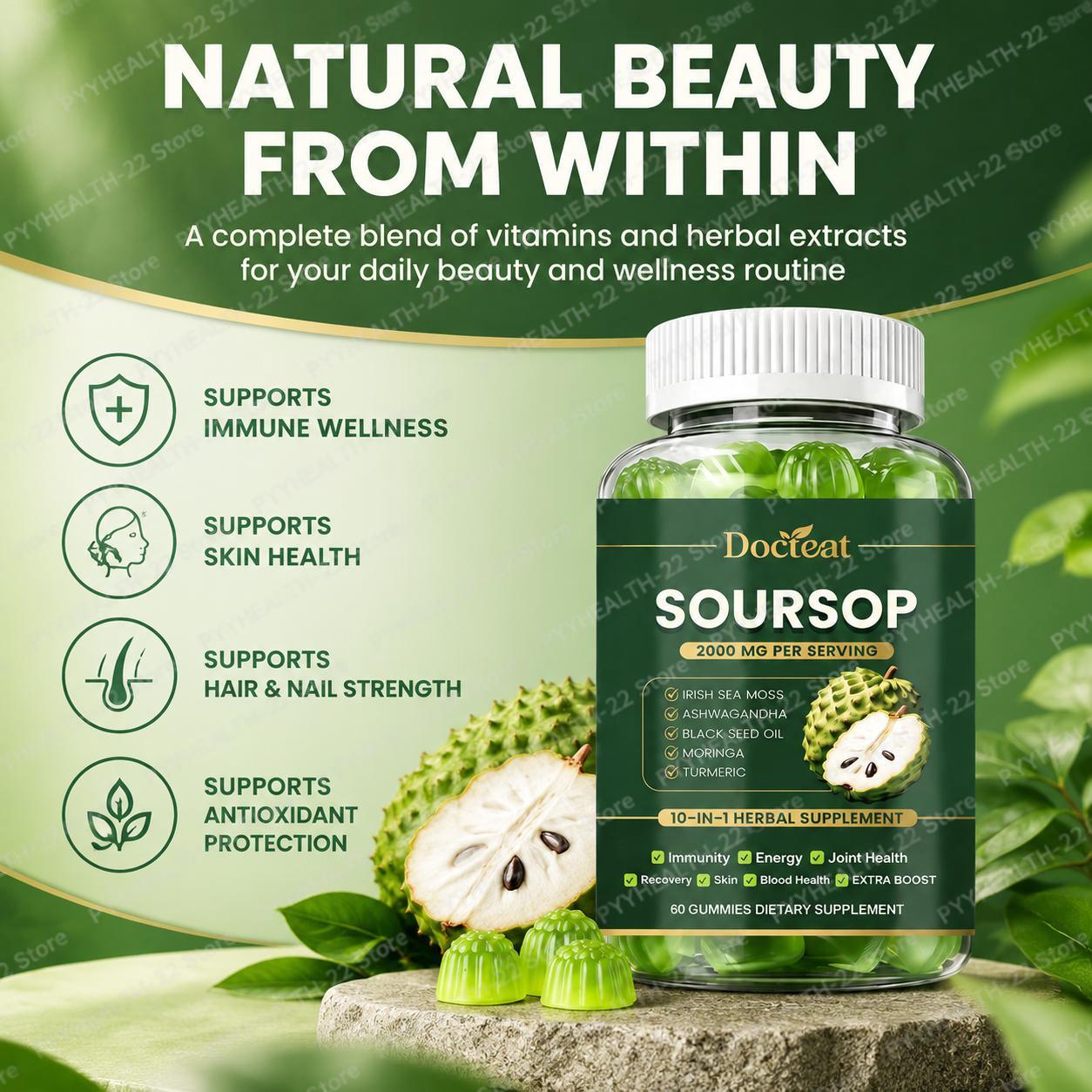 Permen Karet Rasa Soursop, Cam - Herbal And Wellness Products ulasan dan harga