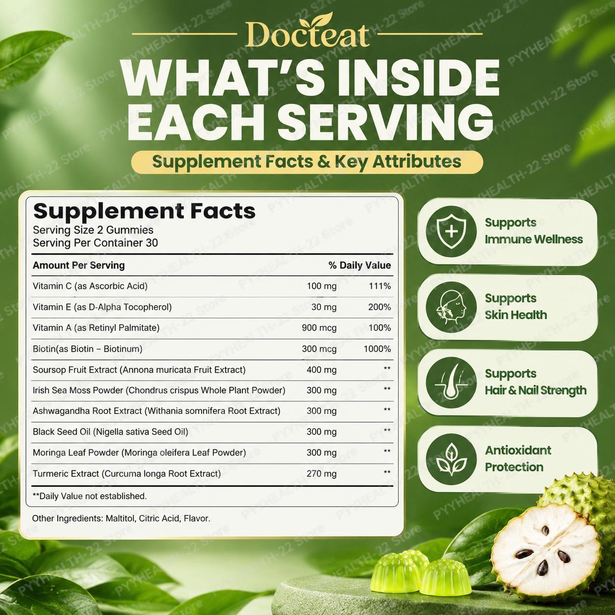 Permen Karet Rasa Soursop, Cam - Herbal And Wellness Products ulasan dan harga